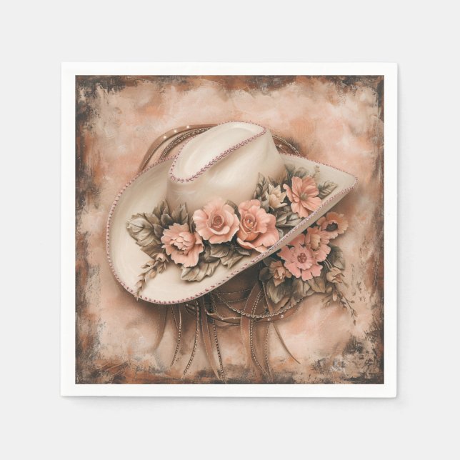 Serviette En Papier Boho Cowgirl Western Floral Mariage Napkins (Devant)