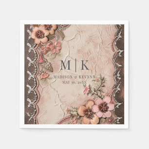 Serviette En Papier Boho Cowgirl Western Florals Mariage Napkins