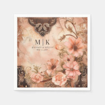 Boho Cowgirl Western Florals Mariage Napkins