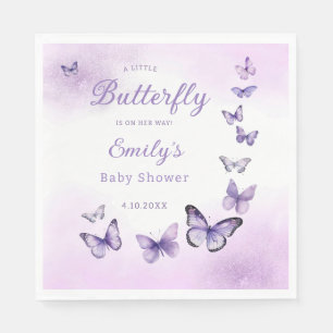 Serviette En Papier Boho Cute Aquarelle violet Baby shower papillon