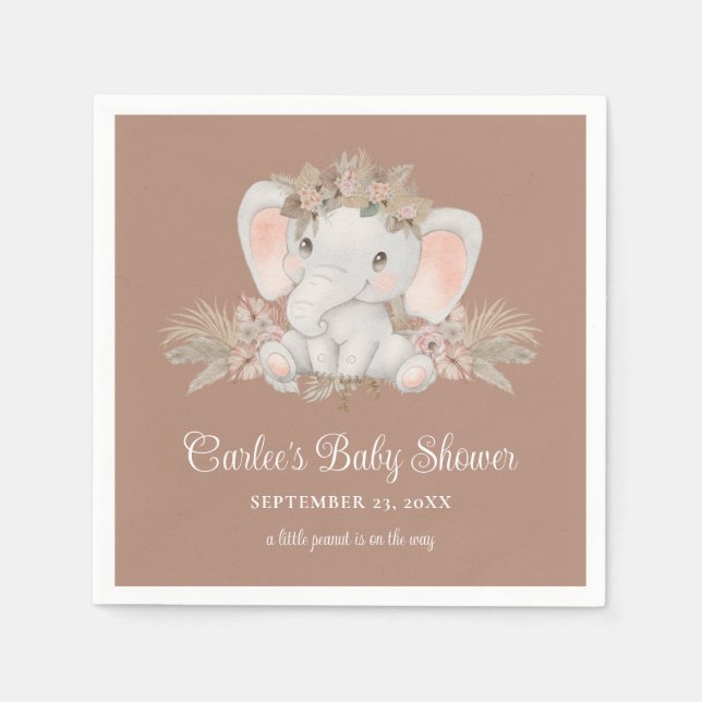 Serviette En Papier Boho Cute Elephant Baby shower neutre genre (Devant)