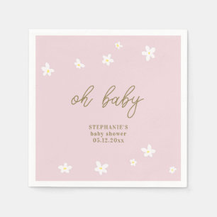 Serviette En Papier Boho Daisies Rose Or Oh Baby Girl Douche