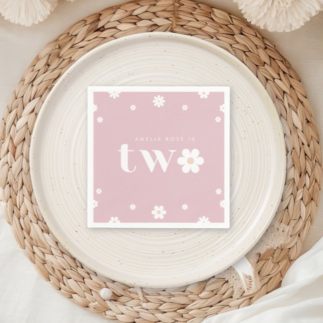 Serviette En Papier Boho Daisy Deuxième anniversaire Napkin (Créateur téléchargé)