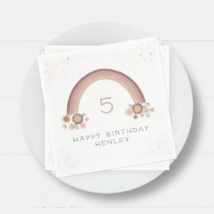 Serviette En Papier Boho Daisy Rainbow Girls Anniversaire