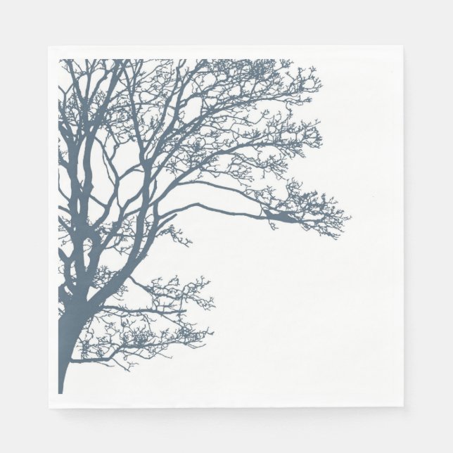 Serviette En Papier Boho d'arbre simple bleu (Devant)