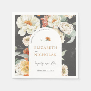 Serviette En Papier Boho Dark Floral Greenery Mariage botanique