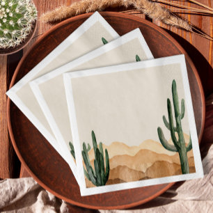 Serviette En Papier Boho Desert Cactus Southwestern Cowboy ou Cowgirl