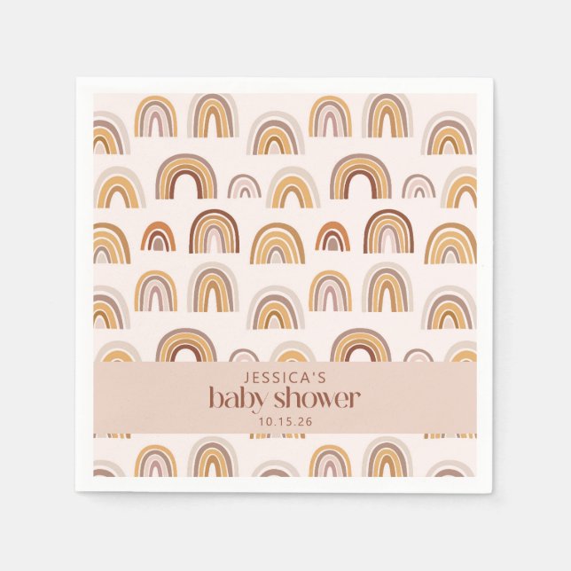 Serviette En Papier Boho Desert Rainbow Neutral Baby shower personnali (Devant)