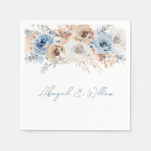 Serviette En Papier Boho Dusty Blue : Réception de mariage floral bohè
