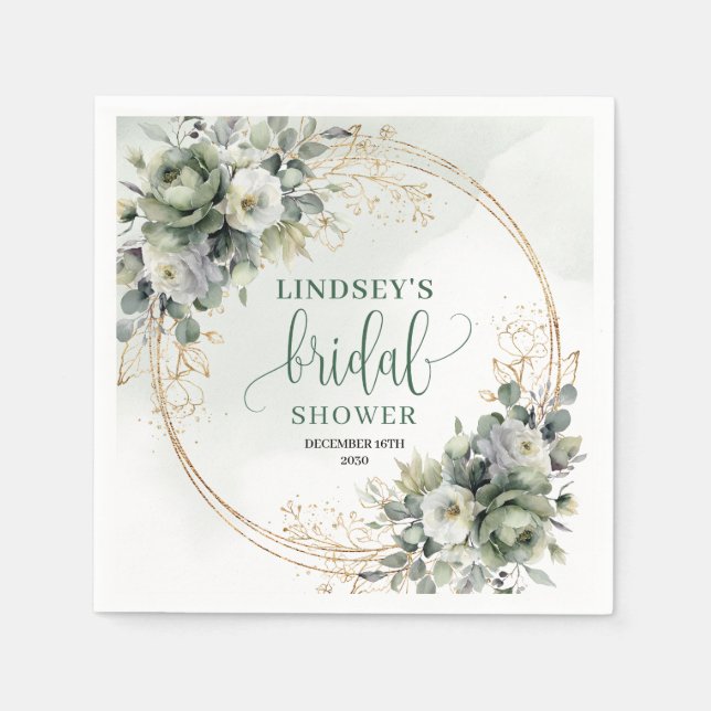 Serviette En Papier Boho Dusty Green Eucalyptus Fête de Mariage   (Devant)