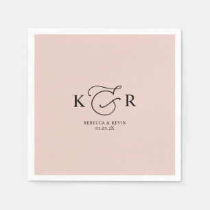 Serviette En Papier Boho Dusty Rose Élégant Mariage Monogram Napkins