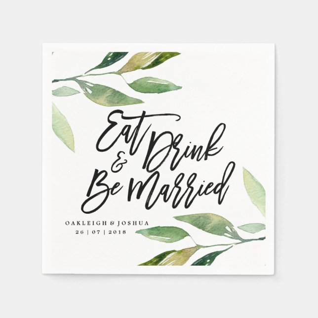 Serviette En Papier Boho Eat Drink Be Married Mariage Napkin (Devant)