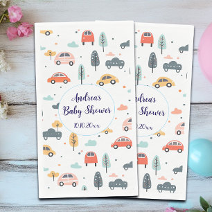 Serviette En Papier Boho Enfants Voitures, Arbres et Nuages Baby showe