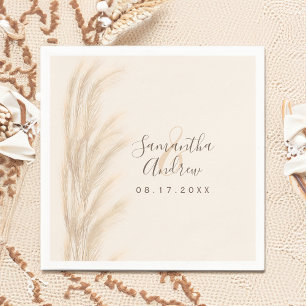 Serviette En Papier Boho été pampas herbe aquarelle mariage
