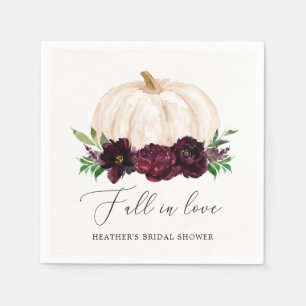 Serviette En Papier Boho Fall In Love Floral Citrouille Fête des marié