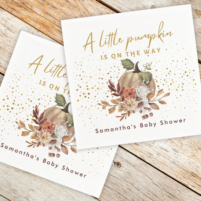 Serviette En Papier Boho Fall Sweet Little Baby shower Citrouille (Boho Fall Sweet Little Pumpkin Baby Shower Napkins)
