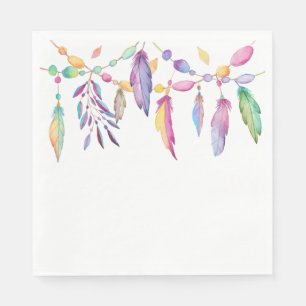 Serviette En Papier Boho Feathers Amérindien Fête de Mariage
