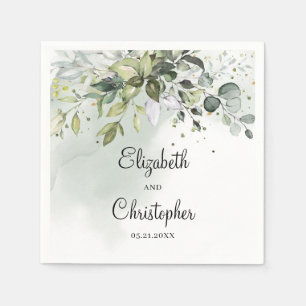 Serviette En Papier Boho feuillage vert eucalyptus feuille mariage