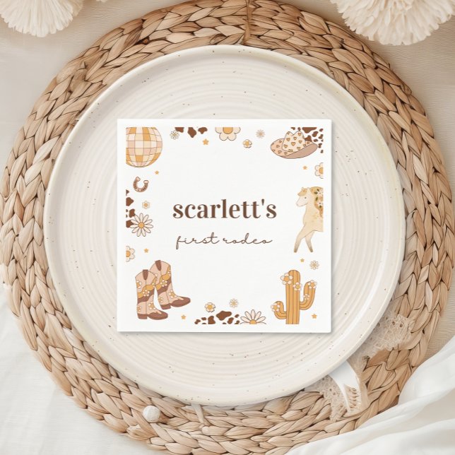 Serviette En Papier Boho First Rodeo Cowgirl Anniversaire Naples (Créateur téléchargé)