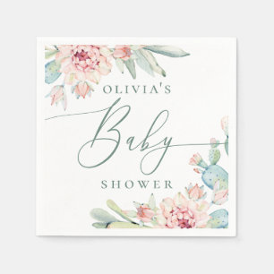 Serviette En Papier Boho Fleur de Cactus   Baby Shower Botanique du dé