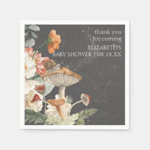 Serviette En Papier Boho Fleur Mushroom Botanique Baby Shower