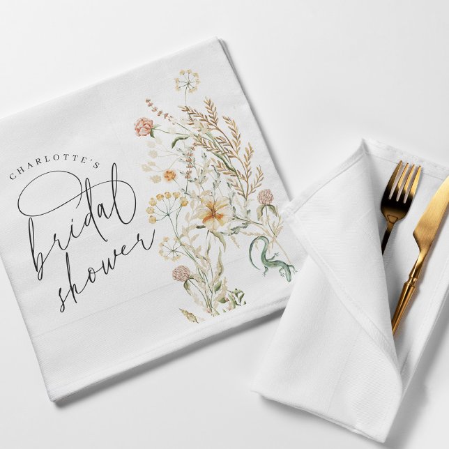 Serviette En Papier Boho Fleur sauvage aquarelle Fête des mariées mini (Créateur téléchargé)