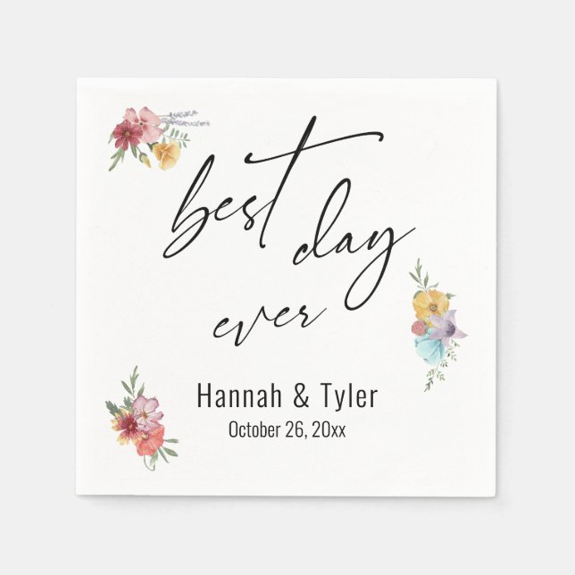 Serviette En Papier Boho Fleur sauvage de prairie multicolore (Devant)