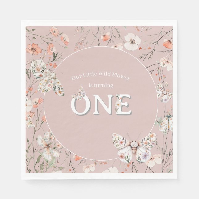 Serviette En Papier Boho Fleur sauvage Floral Baby Anniversaire (Devant)