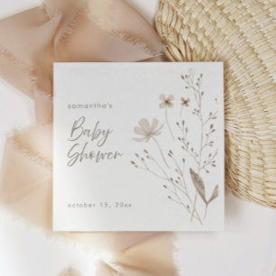 Serviette En Papier Boho Fleur sauvage Floral Genre Baby shower neutre