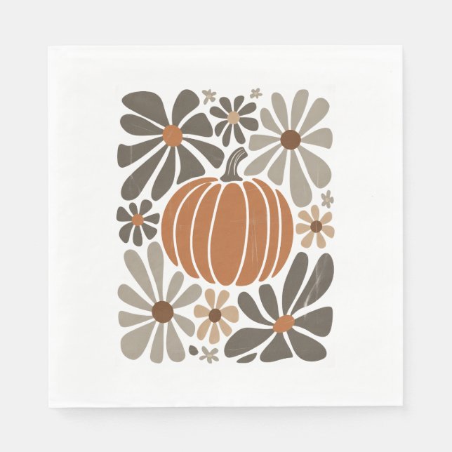 Serviette En Papier Boho Floral Automne saison Citrouille (Devant)