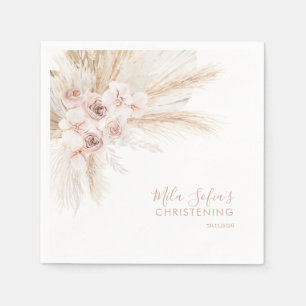 Serviette En Papier Boho Floral Baptism serviettes filles Christening 