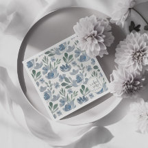 Boho Floral Dusty Blue Motif Mariage