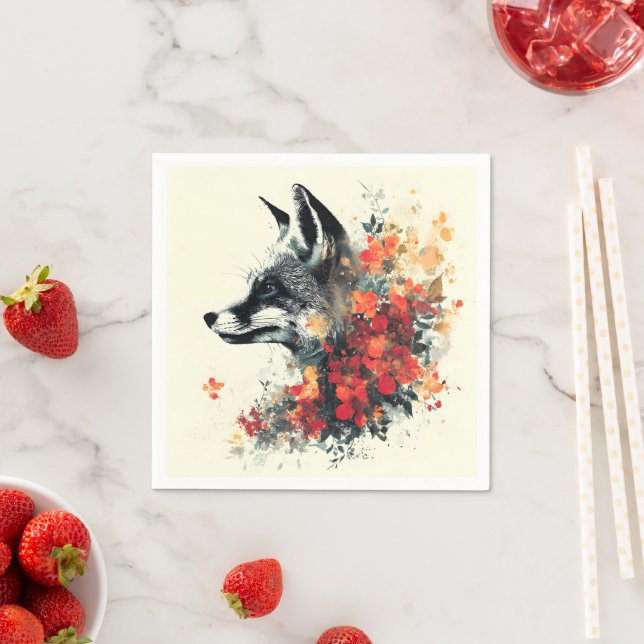 Serviette En Papier Boho Floral Fox Faune Nature (En situation)
