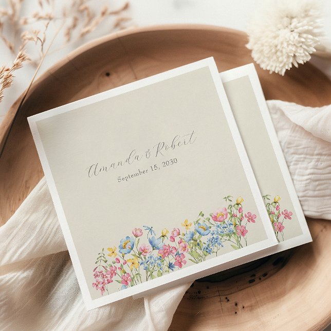 Serviette En Papier Boho Floral Mariage (Créateur téléchargé)