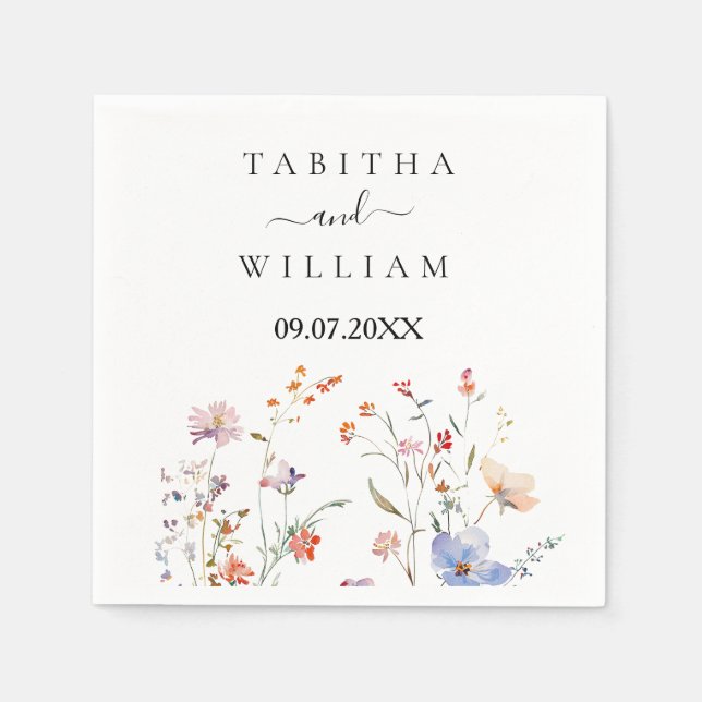 Serviette En Papier Boho Floral mariage champêtre de fleurs sauvages (Devant)