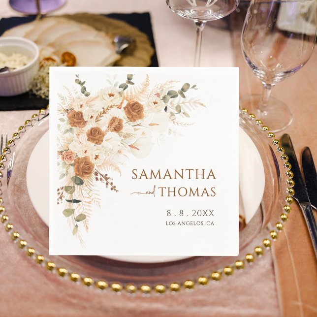 Serviette En Papier Boho Floral Mariage | Terracotta Calla Lily (Créateur téléchargé)