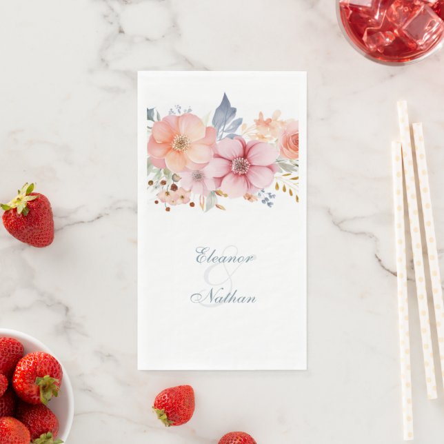 Serviette En Papier Boho Floral Printemps Mariage été (En situation)