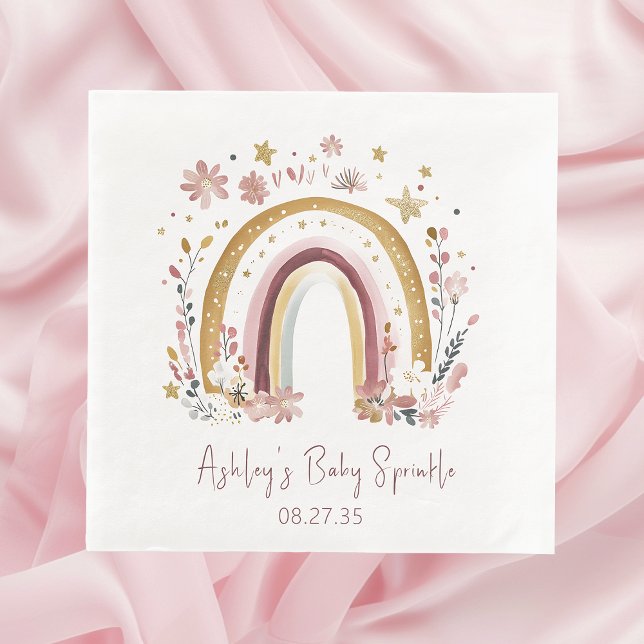 Serviette En Papier Boho Floral Rainbow Baby Sprinkle Luncheon (Créateur téléchargé)