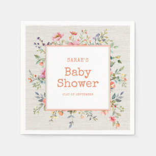 Serviette En Papier Boho Floral Rustic Chic Botanique Baby shower