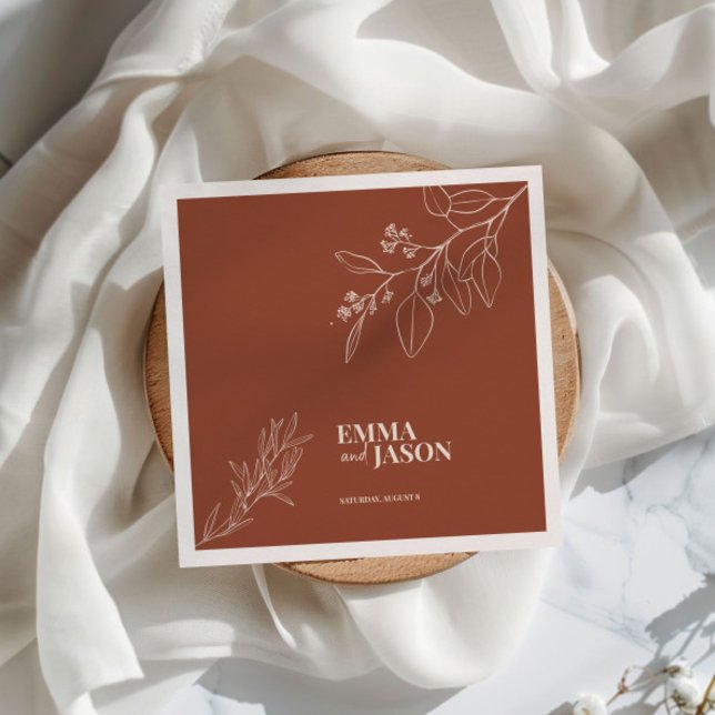 Serviette En Papier Boho Floral Terracotta Mariage serviettes (Créateur téléchargé)