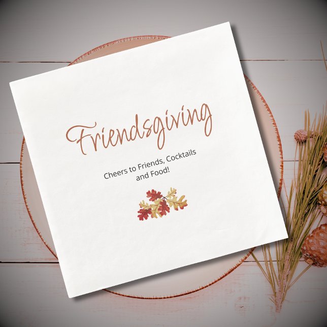 Serviette En Papier Boho Foliing Friendsgiving moderne Thanksgiving (Créateur téléchargé)