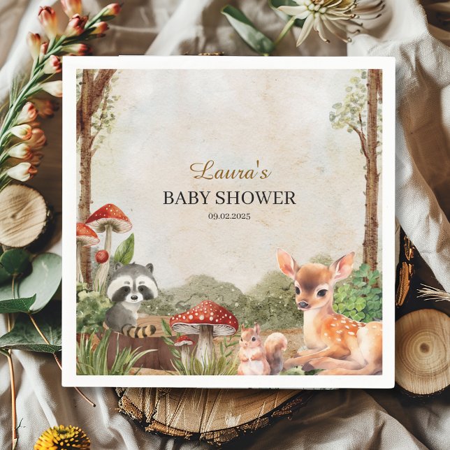 Serviette En Papier Boho forêt Bois Baby shower rustique (Créateur téléchargé)