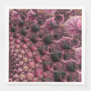 Serviette En Papier Boho Funky Éclectique Rose Noir Abstrait Fractal
