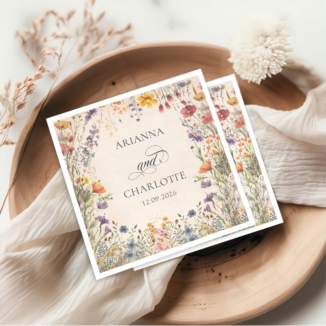 Serviette En Papier Boho Garden Floral Wedding Napkins (Créateur téléchargé)