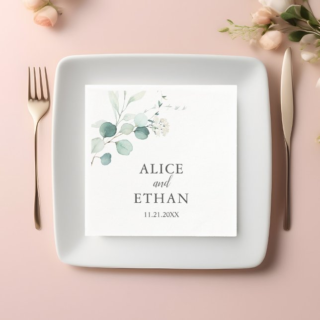 Serviette En Papier Boho Green Eucalyptus Mariage (Créateur téléchargé)