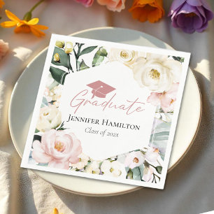 Serviette En Papier Boho Green Floral Frame Graduation