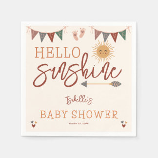 Serviette En Papier Boho Hello Sunshine Baby shower