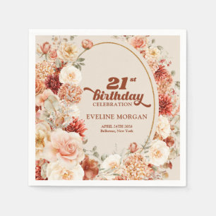 Serviette En Papier Boho jardin d'automne épices orange tan 21e annive