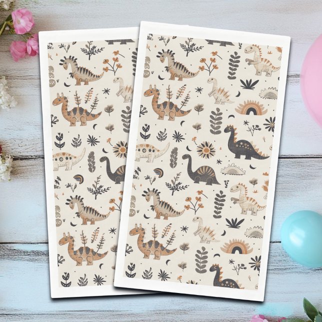 Serviette En Papier Boho Jungle Dinosaur Motif Anniversaire (Créateur téléchargé)