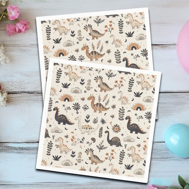 Serviette En Papier Boho Jungle Dinosaur Motif Anniversaire (Créateur téléchargé)